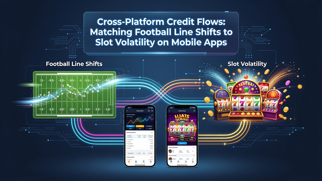 Mobile app screenshot demonstrating real-time credit transfer between football odds and slot volatility settings