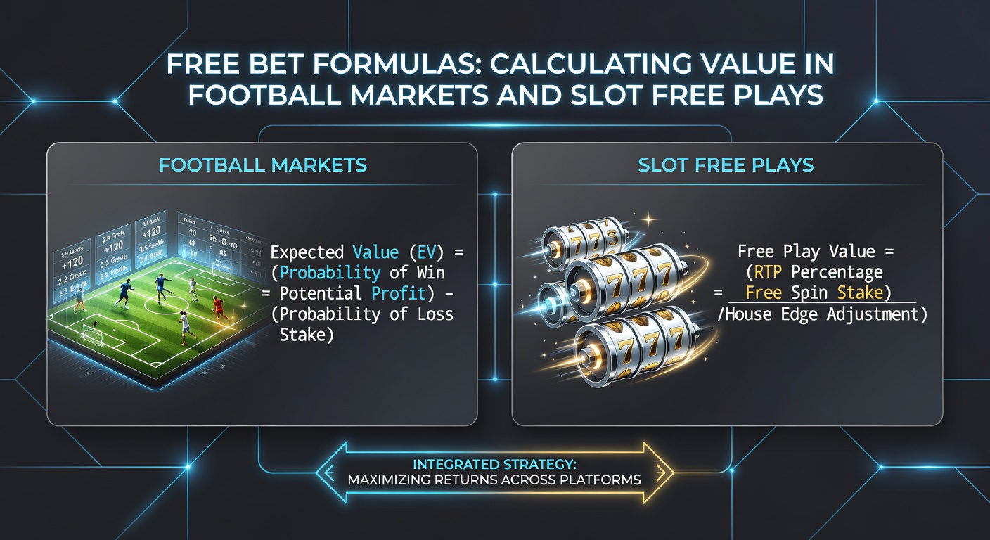 Close-up of a calculator displaying EV formulas next to a slot screen with free play activation and a football betting slip, symbolizing precise value assessment