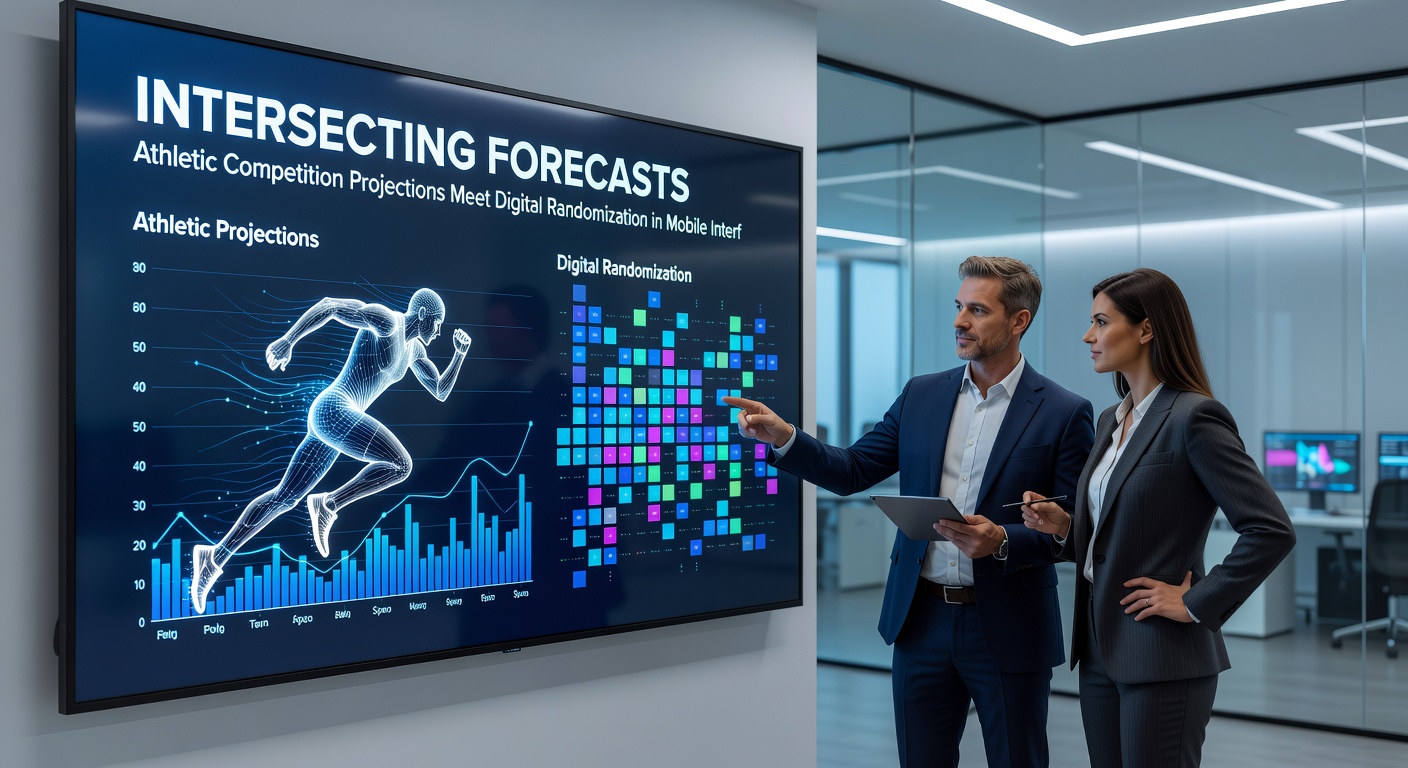 Close-up of a tablet screen showing synchronized sports forecast graphics with randomized slot reel outcomes