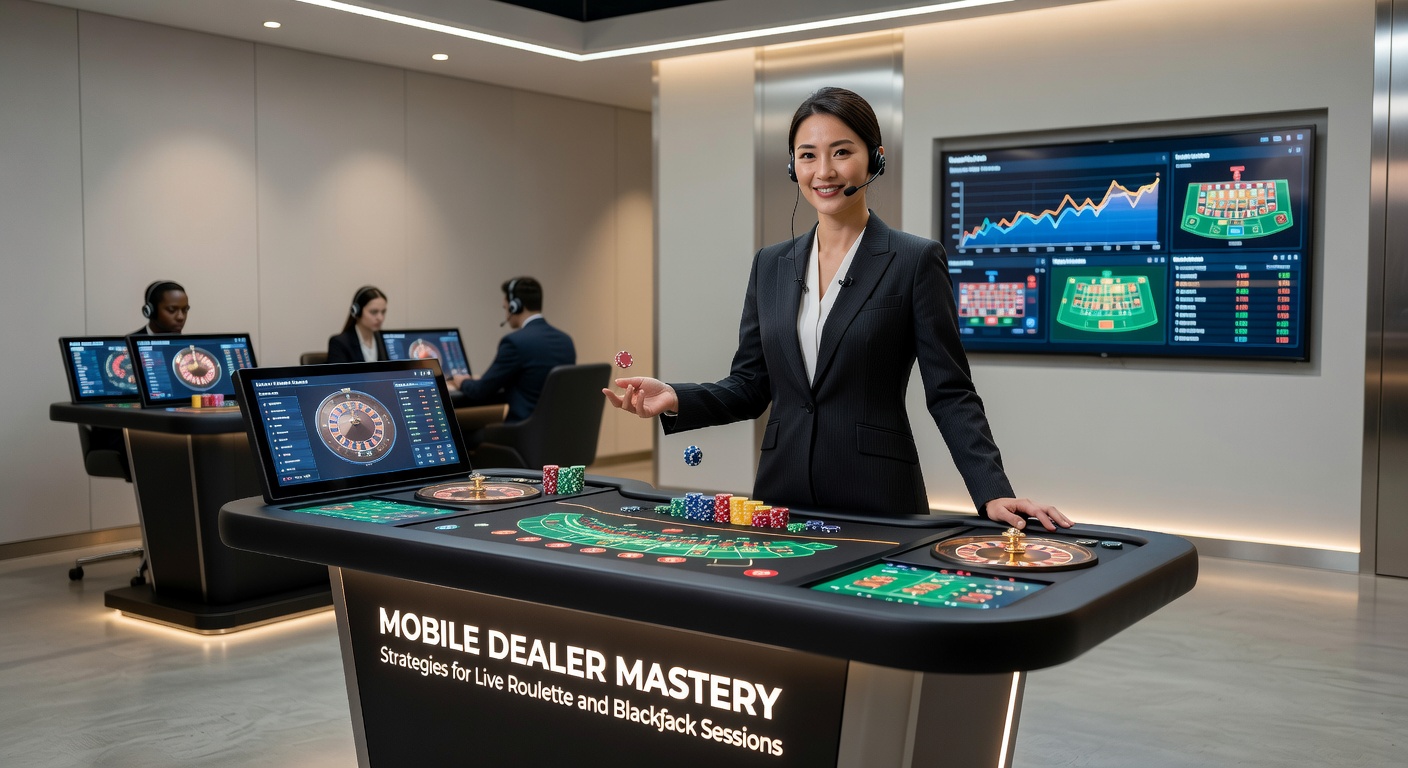 Close-up of a mobile blackjack table with live dealer showing cards, bet options highlighted, and chat interface visible during a session